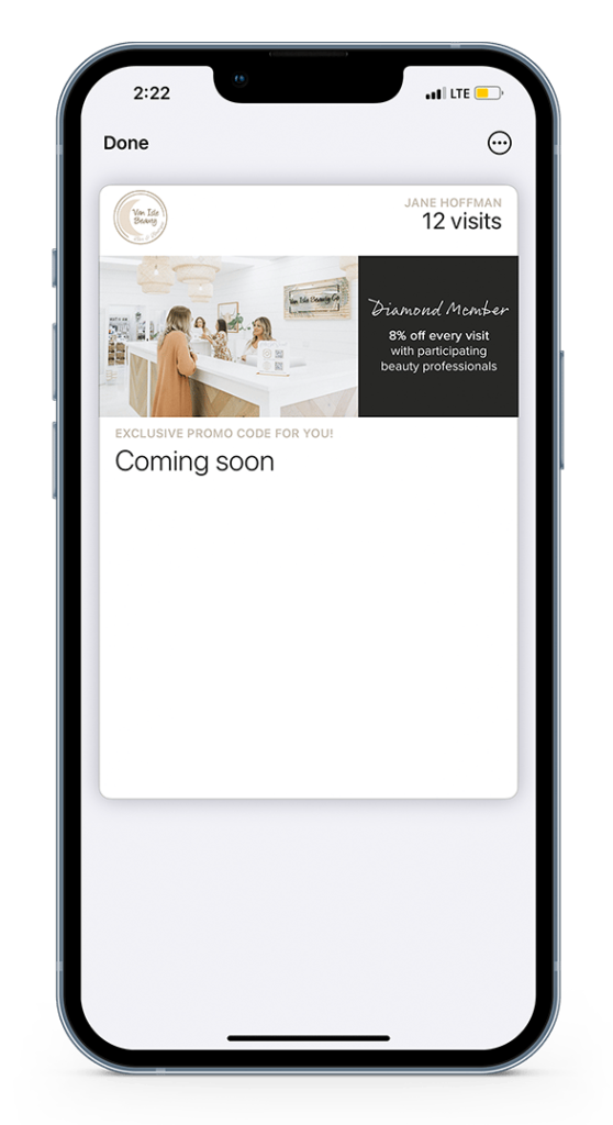 Van Isle Beauty Loyalty program in mobile wallet by Karina Guzman